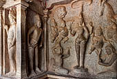 Mamallapuram - Tamil Nadu. The Varaha mandapa, panel of Gaya-Lakshmi 